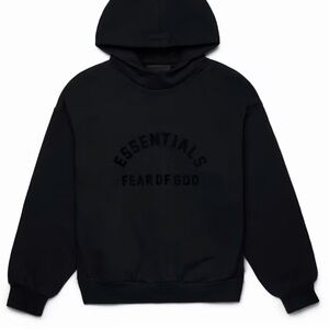 Fear of God Essentials Jet Black Arch Logo Hoodie